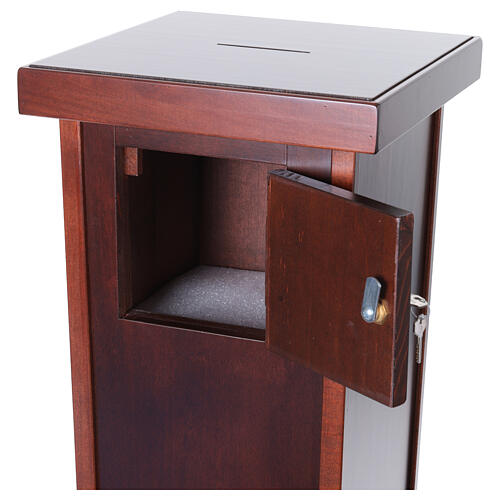 Dark wood donation box for churches, 80x30x30 cm 2