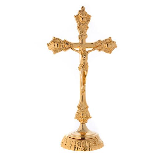 Cruz sobre candelero 35 cm cuerpo en relieve 1