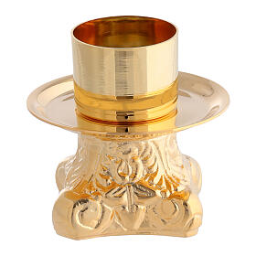 Candeliere mensa ottone dorato base decorata 5x5 cm