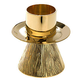 Candeliere conetto base rigata ottone oro diam. candela 3,2 cm