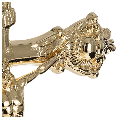 Croce su candeliere corpo di Cristo rilievo ottone dorato 35 cm 4
