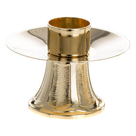 Gold-plated brass candle holder with ribbed and smooth base for 1.6-inch candles