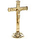 Altar cross, smooth and striped golden brass, 10 in s2