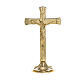 Cruz sobre candelero altar latón dorado liso rayado 25 cm s1