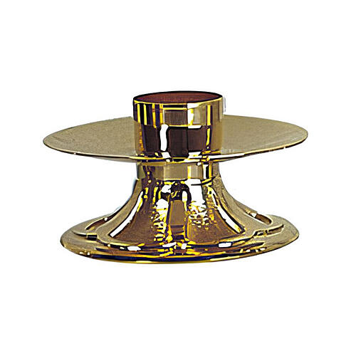 Candeliere ottone dorato mensa decoro liscio rigato diametro 5 cm 1