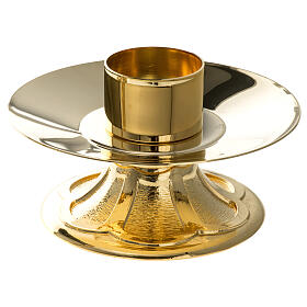 Golden brass altar candle holder with 5-inch diameter