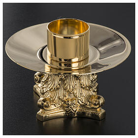 Candelero capitel altar latón dorado base 5 cm