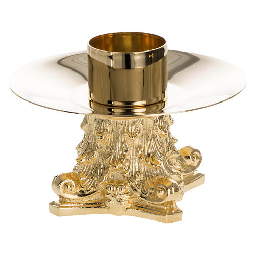 Candeliere capitello mensa ottone dorato bossolo 5 cm 1
