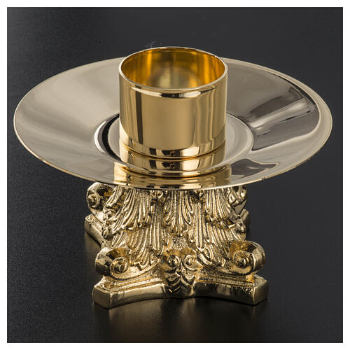 Candeliere capitello mensa ottone dorato bossolo 5 cm 2