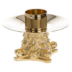 Castiçal de mesa capitel em latão dourado bocal 5 cm