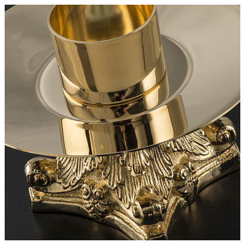 Castiçal de mesa capitel em latão dourado bocal 5 cm 3