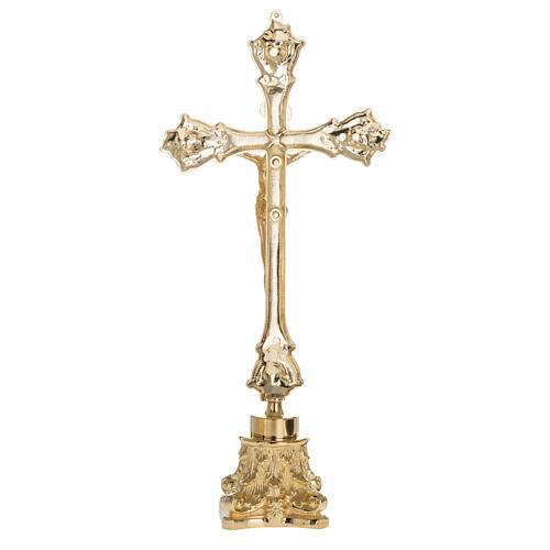 Cross with capital-shaped base for altar, 16 in, gold-plated brass 5