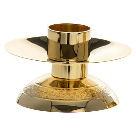 Castiçal com base decorada latão dourado bocal 4 cm