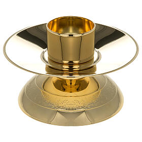 Castiçal com base decorada latão dourado bocal 4 cm