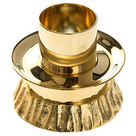 Golden brass candlestick with mixed decoration base, 1.2-inch diameter