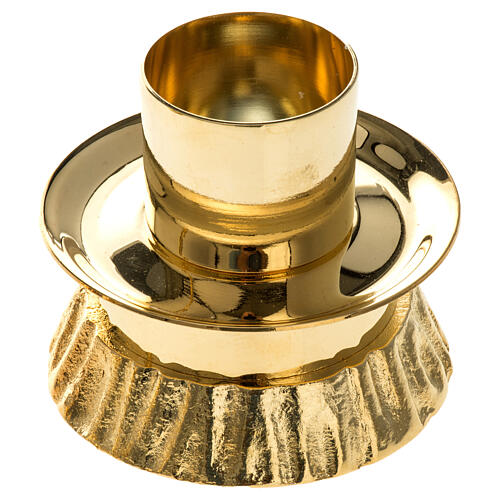 Candeliere ottone dorato base decoro misto diametro 3 cm 2