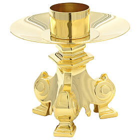 Baroque style candlestick, 2-inch diameter, golden brass