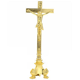 Cruz de mesa estilo barroco 43 cm latão dourado