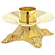 Golden brass altar candlestick with baroque base, 2-inch diameter s2