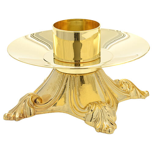 Candelero altar diámetro 5 cm base barroco latón dorado 2