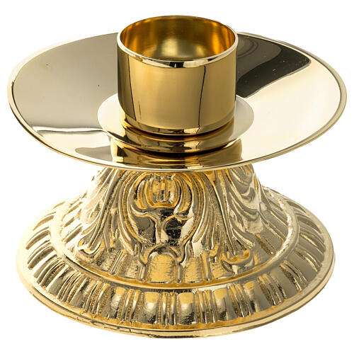 Gothic style gold plated cast brass candlestick, 1.6-inch diameter 2