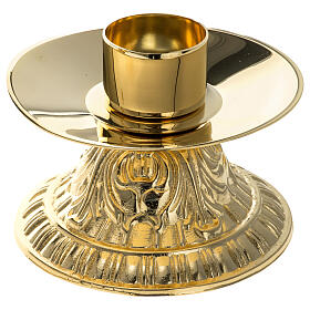 Candeliere fusione stile gotico diametro 4 cm ottone dorato