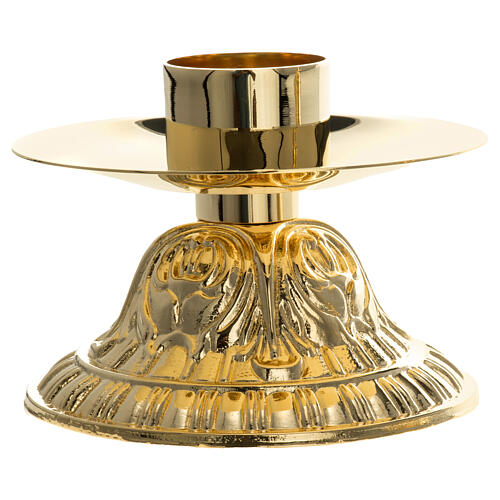 Candeliere fusione stile gotico diametro 4 cm ottone dorato 1