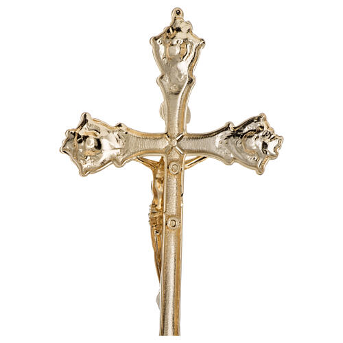 Croce montata su candeliere stile gotico 36 cm ottone dorato 4