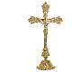 Croce montata su candeliere stile gotico 36 cm ottone dorato s1