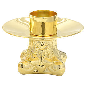 Candeliere fusione stile rococò bossolo 4 cm ottone dorato