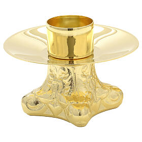 Candeliere fusione stile rococò bossolo 4 cm ottone dorato