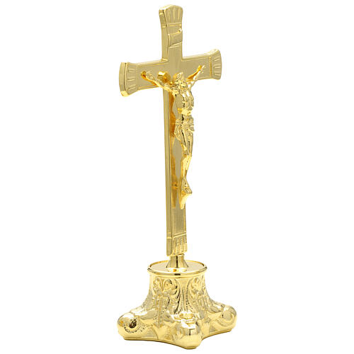Crucifix de style rococo pour autel en laiton doré de 25 cm 2