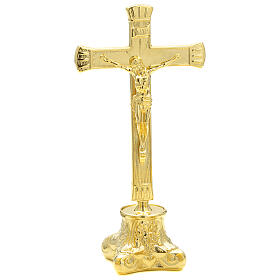 Krucyfiks ołtarzowy w stylu rokoko – pozłacany mosiądz, 25 cm
