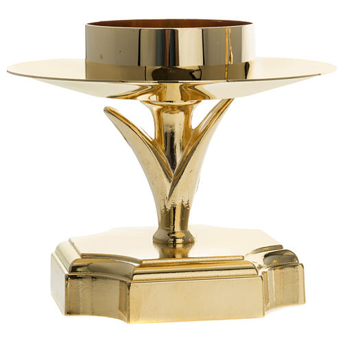 Candeliere base quadrata bossolo 8 cm ottone dorato 1