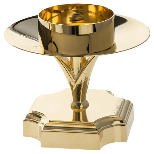 Candeliere base quadrata bossolo 8 cm ottone dorato 2