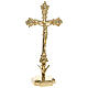 Crocifisso stile neogotico altare 42 cm ottone dorato s2