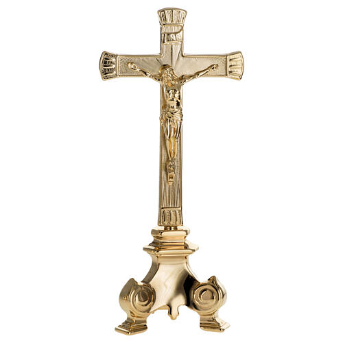 Croce altare stile barocco 30 cm ottone dorato 1