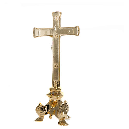 Krucyfiks ołtarzowy w stylu barokowym – pozłacany mosiądz, 30 cm 5