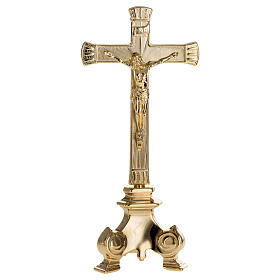 Cruz de altar estilo barroco 30 cm latão dourado
