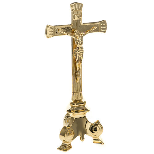 Cruz de altar estilo barroco 30 cm latão dourado 3