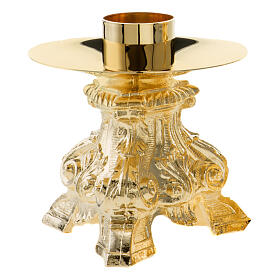 Candelero en fundición barroco ricamente decorado base 5 cm latón dorado