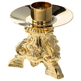 Candelero en fundición barroco ricamente decorado base 5 cm latón dorado