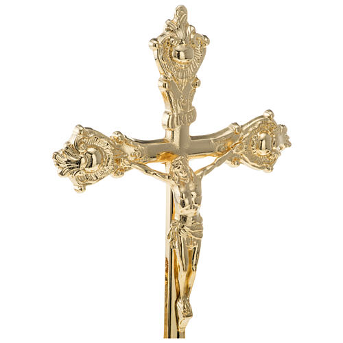 Croce montata su candeliere 45 cm ottone dorato stile barocco 2