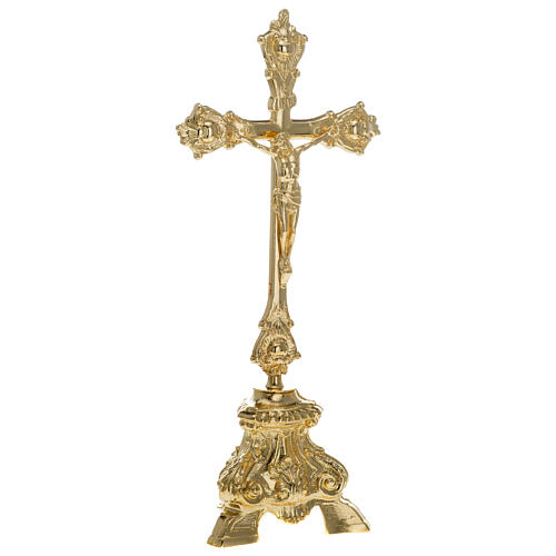 Croce montata su candeliere 45 cm ottone dorato stile barocco 4