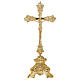 Baroque Style Altar Cross 45 cm Gold Plated Brass Mounted on Candlestick Base s1