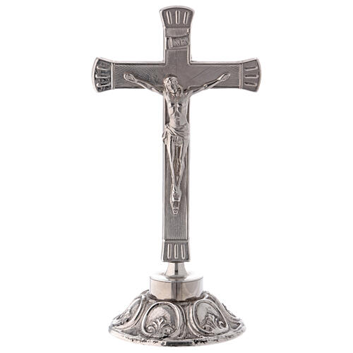 Baroque style altar set, nickel-plated brass, 14 in 2