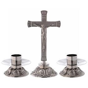 Conjunto de altar estilo barroco em latão niquelado 35 cm