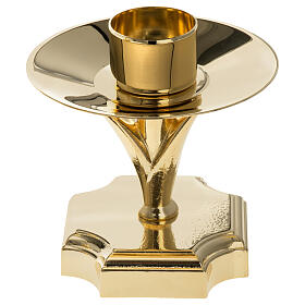Square altar candlestick with 1.6-inch socket, gilded brass