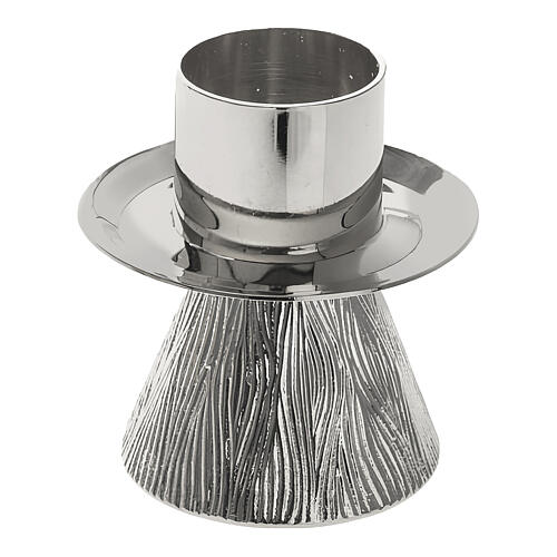 Candelero altar cónico latón plateado base 32 cm 1