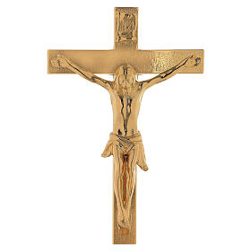Croce altare ottone dorato 40 cm corpo di Cristo in rilievo